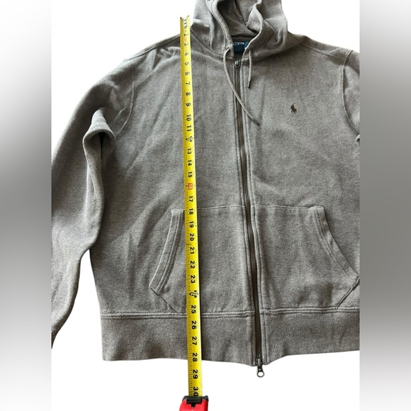 VTG Ralph Lauren polo hooded jacket XL full zip brown 100% cotton knit sweater - Picture 2 of 15